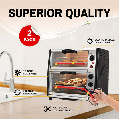 (2pc) Heat Resistant Oven Rack Shields – 14in Long Silicone Protectors – Prevent Burns and Protect Food-Grade Oven Racks