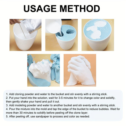 Couple Hand Models Kit - DIY 3D Hand and Foot Cloned Powder for Baby, Toddler, Valentine's Day, Halloween and Christmas Gifts, Create Personalized Memories