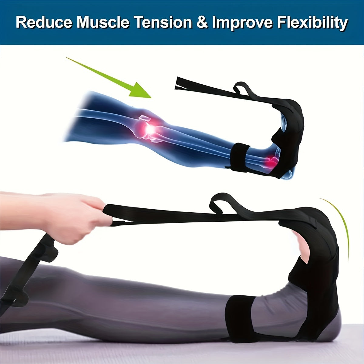 Foot Stretcher & Calf Stretcher for Plantar Fasciitis – Yoga Stretching Band for Muscle Relaxation