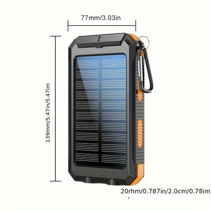10,000mAh Portable Solar Power Bank – Dual USB Output with LED Light