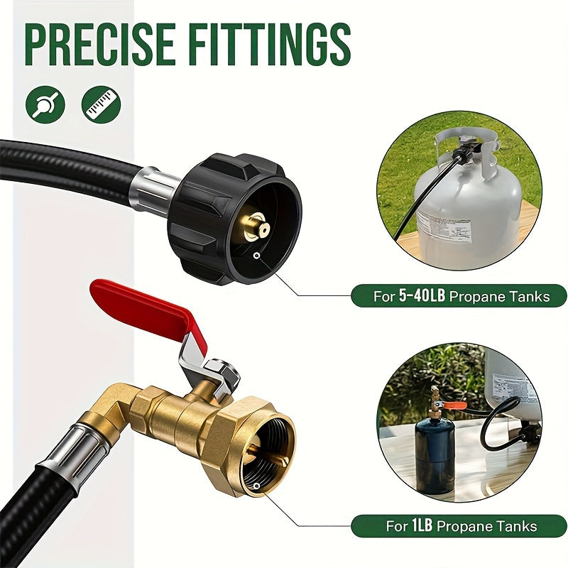 Propane Refill Adapter for 1lb Tanks – 3FT Hose, Propane Tank Refill Adapter for Convenient Use
