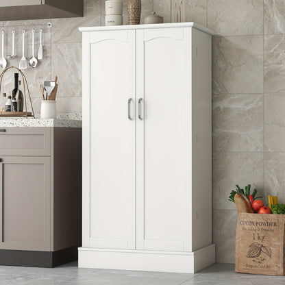 47 Inch White Kitchen Pantry Storage Cabinet – Freestanding Pantry with Doors & Adjustable Shelves, Buffet Cupboard for Kitchen, Living Room, Dining Room
