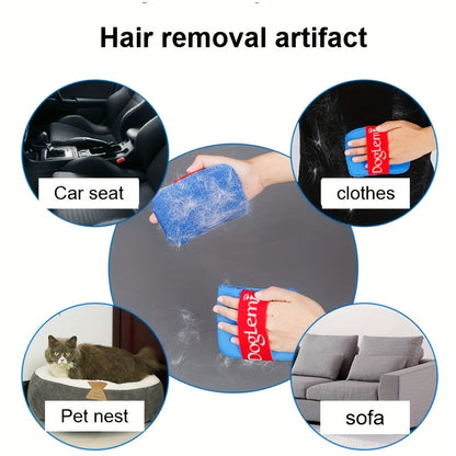 2Pcs Pet Hair Remover - Fur Lint Brush and Hair Mitts for Carpet, Bedding, Furniture, and Clothes - Ideal for Dog and Cat Owners