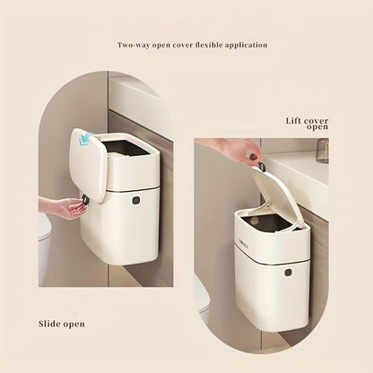 Slimline Wall Mounted Trash Can – High-Capacity, Aesthetic Design with Lid, Space-Saving Garbage Can for Living Room, Toilet & Kitchen