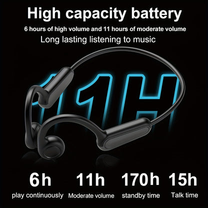 Seamless True Wireless Bone Conduction Headphones - 15H Playtime, Sweatproof Sports Earbuds with Mic, Featherweight for Running, Walking, Hiking, and Gym