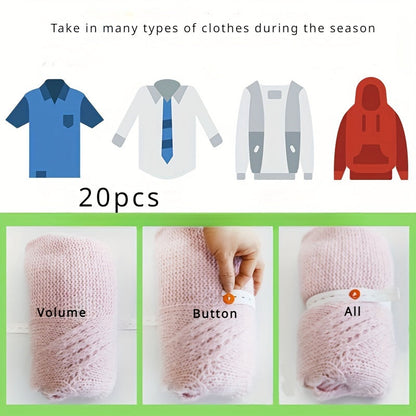 20pcs Elastic Storage Bands – Adjustable, Stretchable Buckle for Travel, Clothing, Drawers & Wardrobe Sorting, Space Saving
