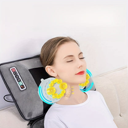 Ultimate Relaxation Massage Mattress – 10-Zone Vibration, Neck Kneading and Hot Waist Compress, Safe 12V Power
