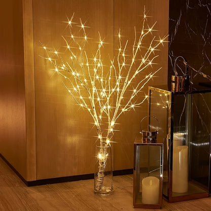 2.62Ft 50LED White Birch Branch Light – Battery-Powered Decorative Light for Christmas, Weddings, Parties, and Home Decoration, Indoor and Outdoor Use