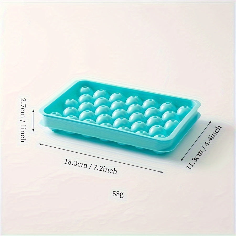 33 Grid Round Ice Cube Tray – Lead-Free, Polish Glossy, Dustproof, Easy-Release, BPA-Free – Perfect for Home Kitchen Use ( Blue )