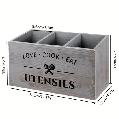 Wooden Desktop Tableware Storage Box with Grids – Chopsticks Organizer for Kitchen, Bedroom, and Desk – Ideal New Year Spring Festival Gift