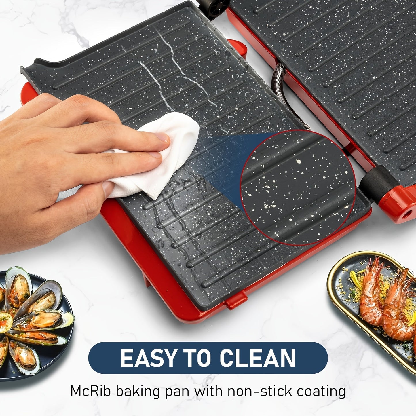180-Degree 3-in-1 Electric Indoor Grill and Panini Press - Non-Stick Cooking Plates, Floating Hinge, Grease Tray