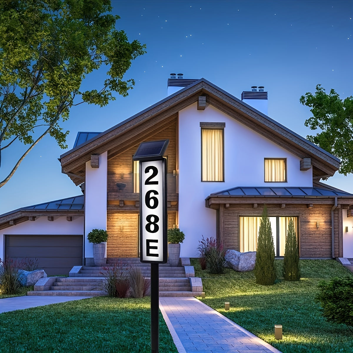 Solar Powered LED House Number Light – Weather-Resistant Outdoor Address Sign with Stake – Easy Installation, Energy-Efficient, Durable – 35 Inch Height for Homes