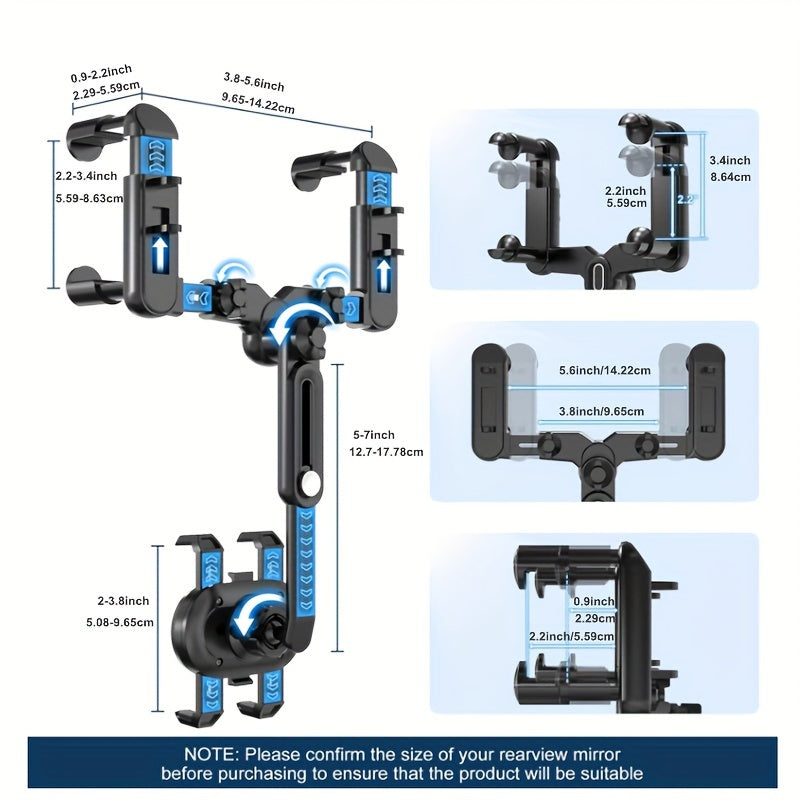 Car Phone Mount - Rotatable & Retractable, Waterproof ABS, Universal Fit for All Vehicles