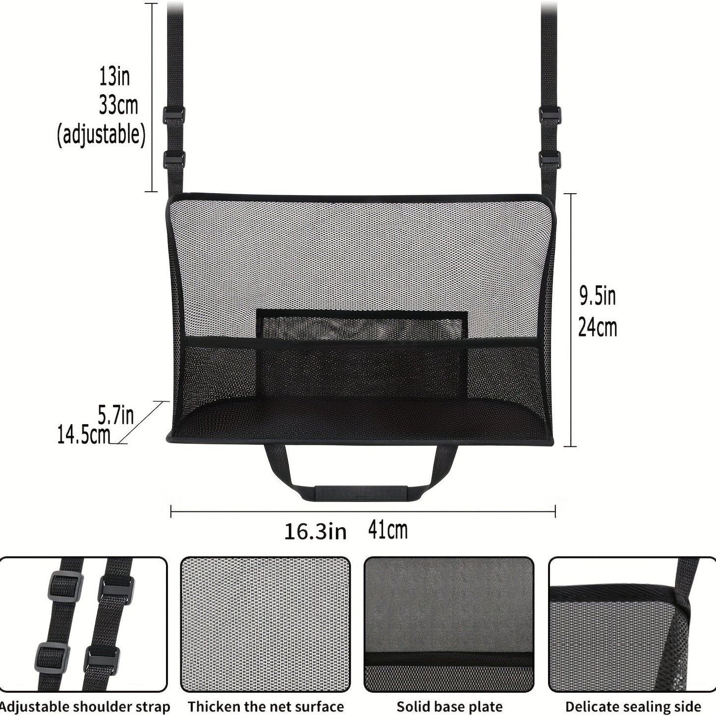 Large Capacity Car Seat Mesh Bag - Dog Storage Organizer, Handbag & Purse Clip Bag for Back Seat Pet Net Storage
