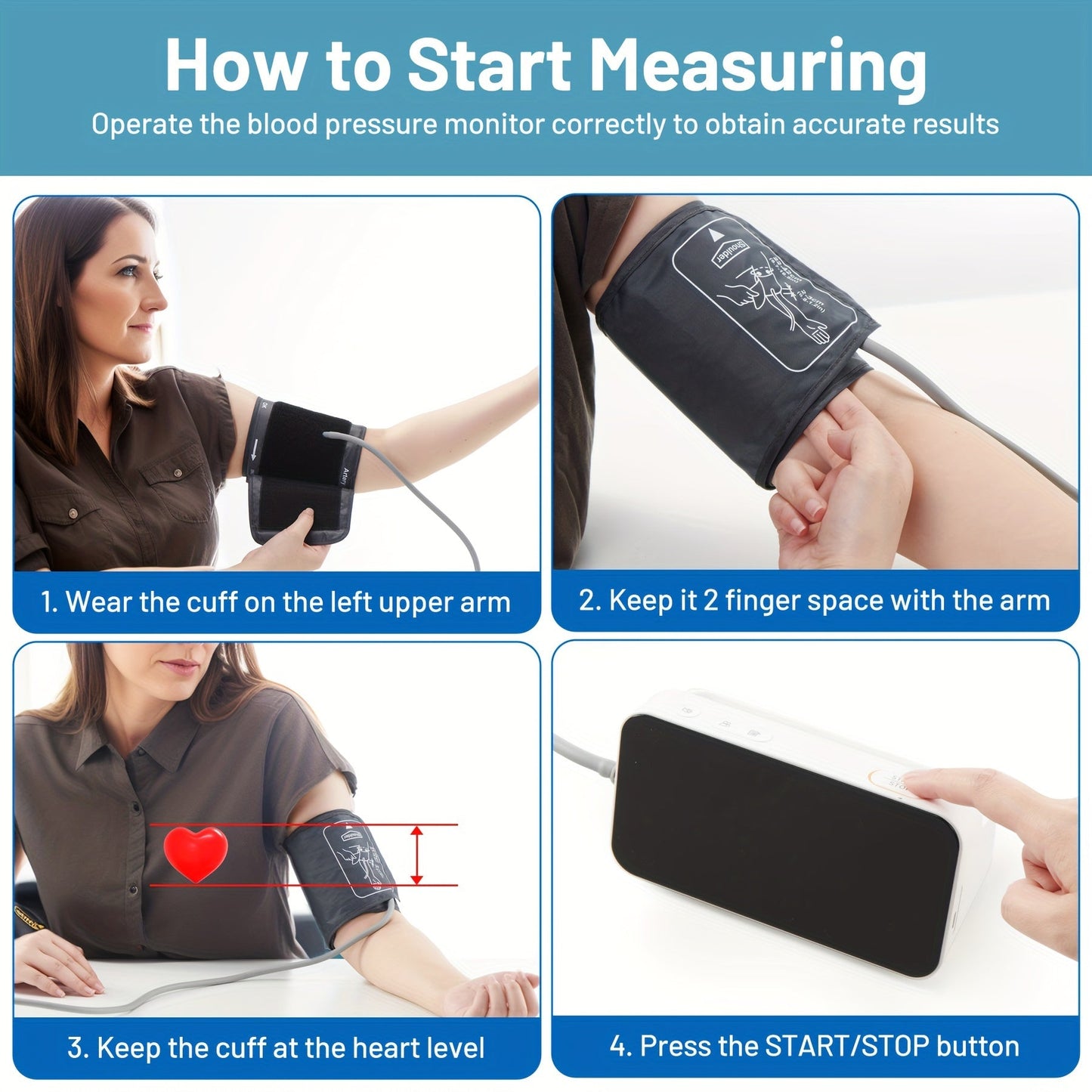 Oklar Blood Pressure Monitor – LED Display with Voice Broadcasting, Digital Cuff Machine, Includes Charging Cord