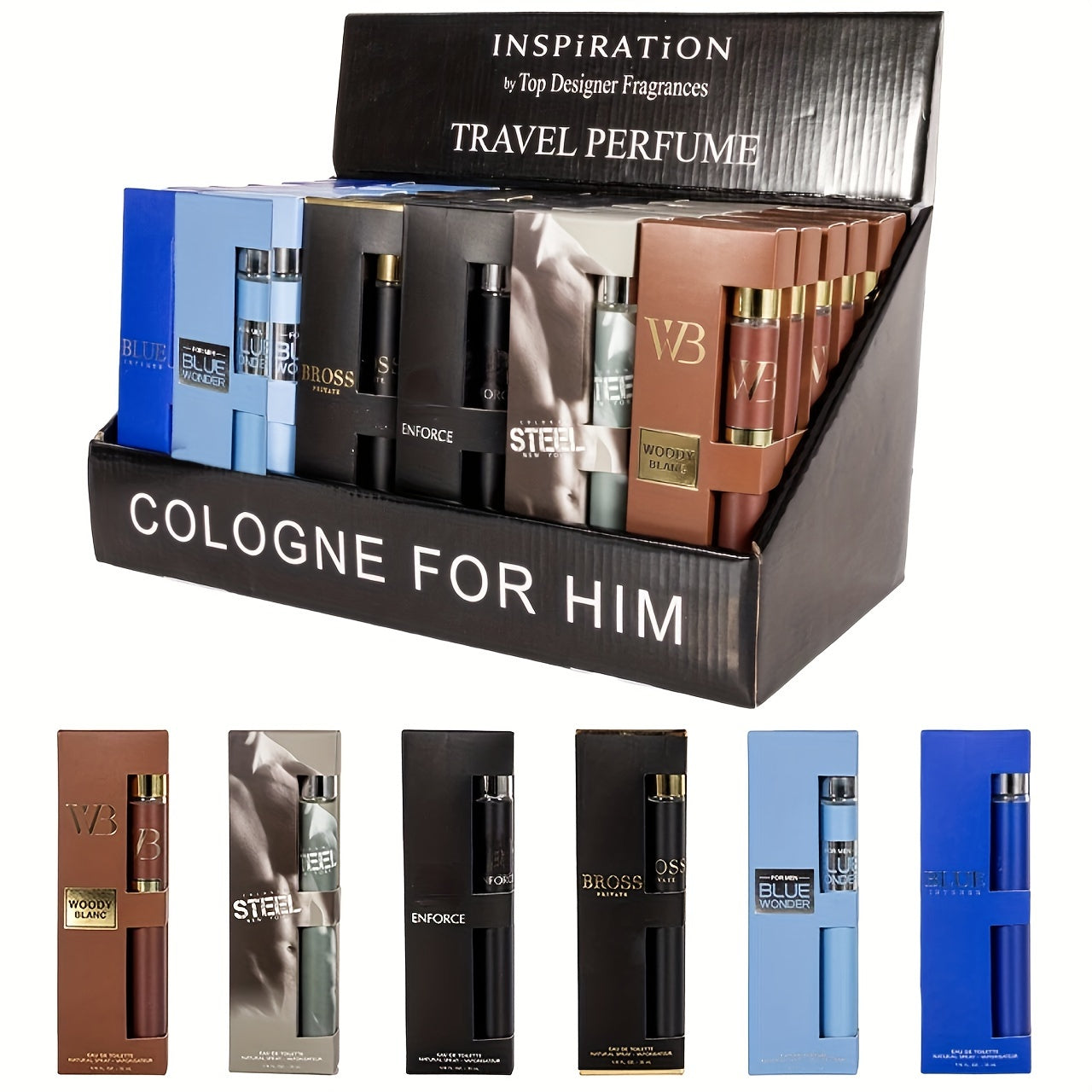 Men's Cologne Travel Set - 1.18oz (35ml) with 6 Different Scents in One Set