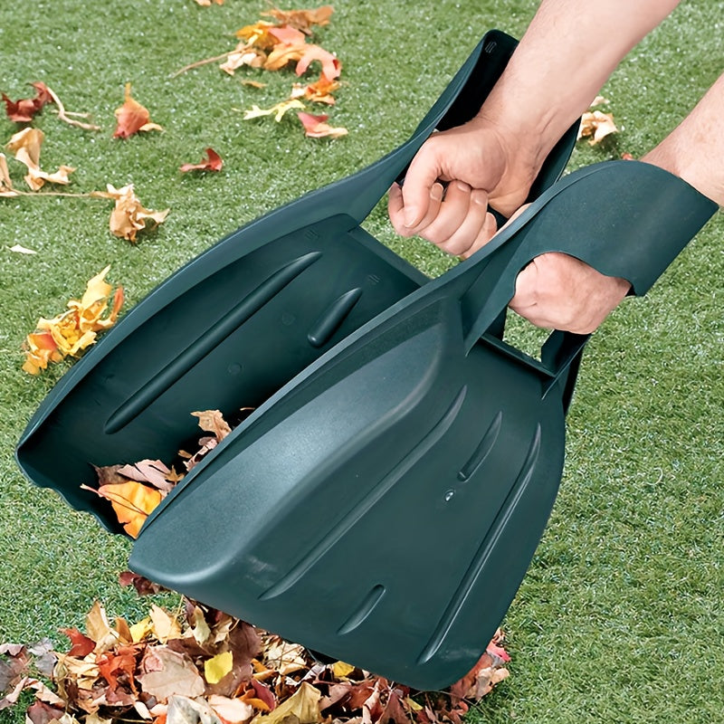 2 Pack Large Handheld Garden Leaf Scoops – Yard Debris Removal & Manual Weeder Plastic Lawn Rakes