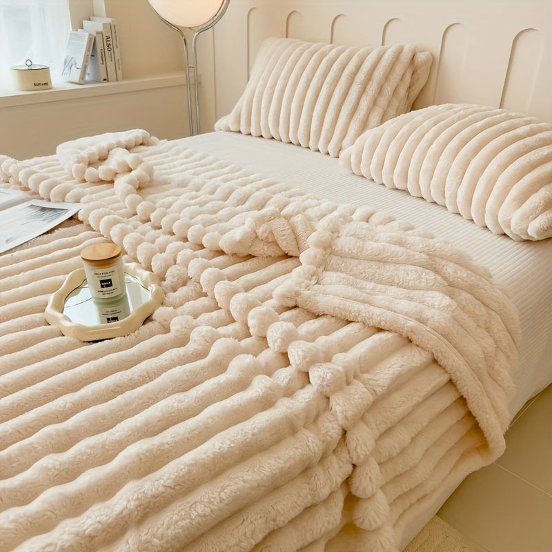Luxurious Faux Rabbit Fur Throw Blanket - Soft and Warm for Couch, Bed, Office, and Travel, All-Season Cozy Gift, Perfect for Christmas