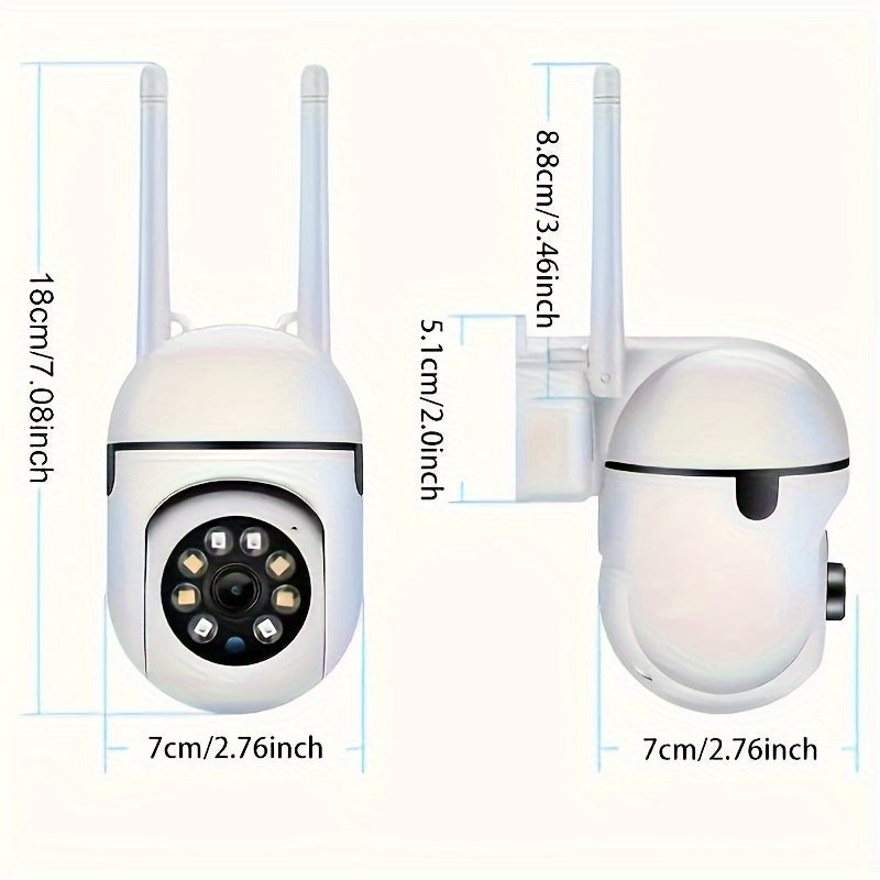 Spherical Security Camera – 1080P Wireless Wi-Fi with Motion Detection, Color Night Vision, and 355° Panoramic Surveillance – Smart Home Camera with Alarm Push, Two-Way Audio, Dual-Band Wi-Fi