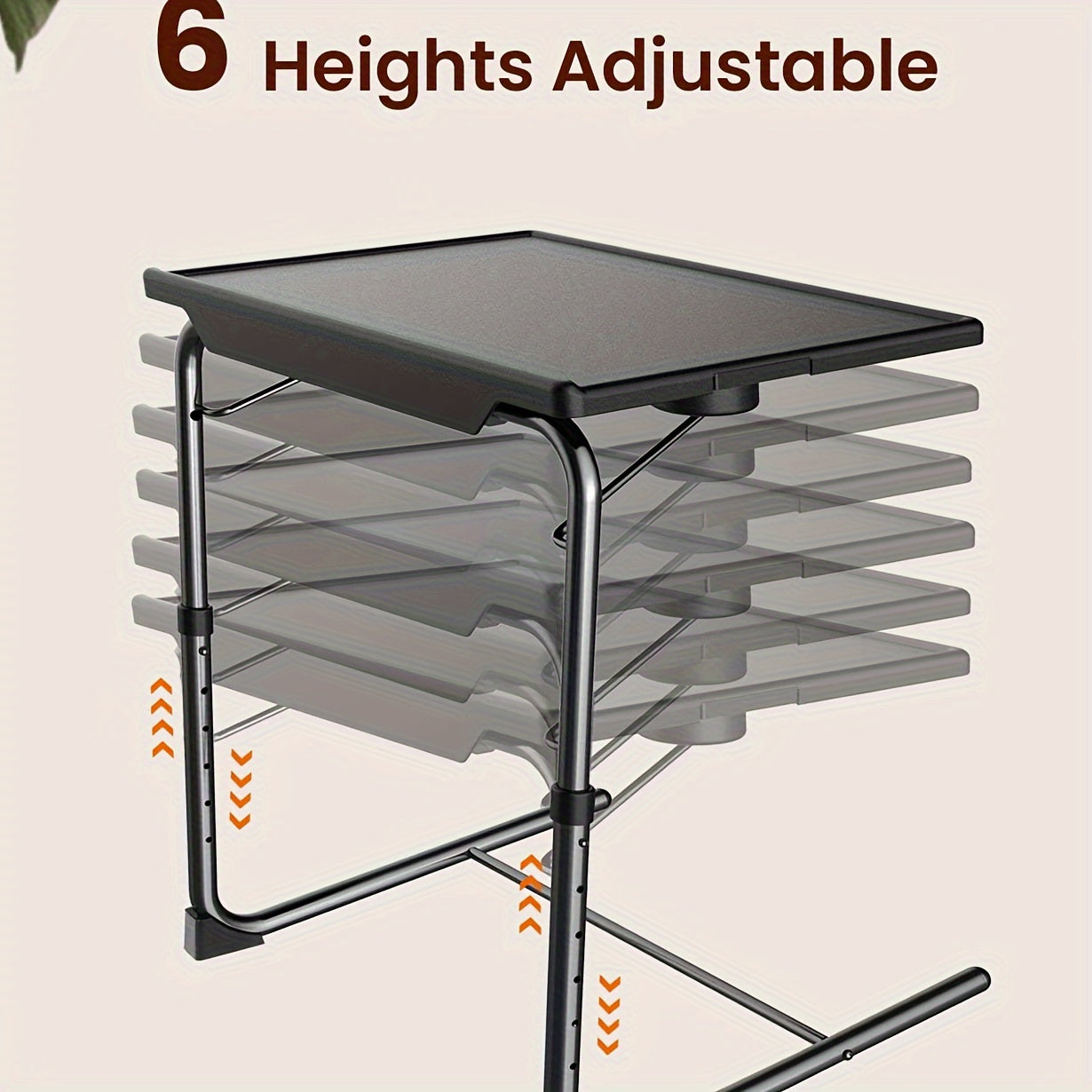Adjustable Tray Table – 6 Height Levels and 3 Tilt Angles, Foldable Dining Table for Home and Kitchen Use, Flexible Design