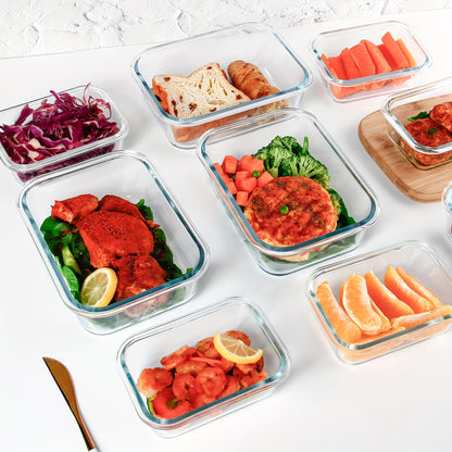10-Pack Glass Meal Prep Containers Set with Airtight Lids – Durable Food Storage & Glass Lunch Boxes for Home, Kitchen, Office