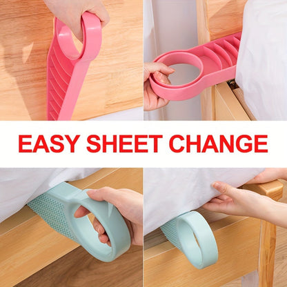 2 Pack Ergonomic Mattress Lifter Tool for Easy Bed Sheet Changing – Durable Polypropylene Sheet Fasteners with Arc Handle, Spot-Cleanable Bedding Assistant