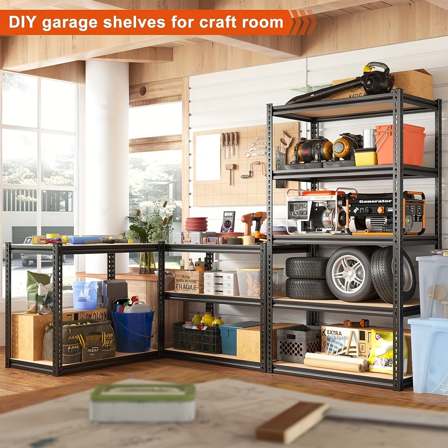 2000LBS Heavy Duty Garage Shelving – 5 Tier Metal Storage Shelves, Adjustable Unit 35.5"W x 72"H x 15.8"D for Basement, Pantry, Utility Rack
