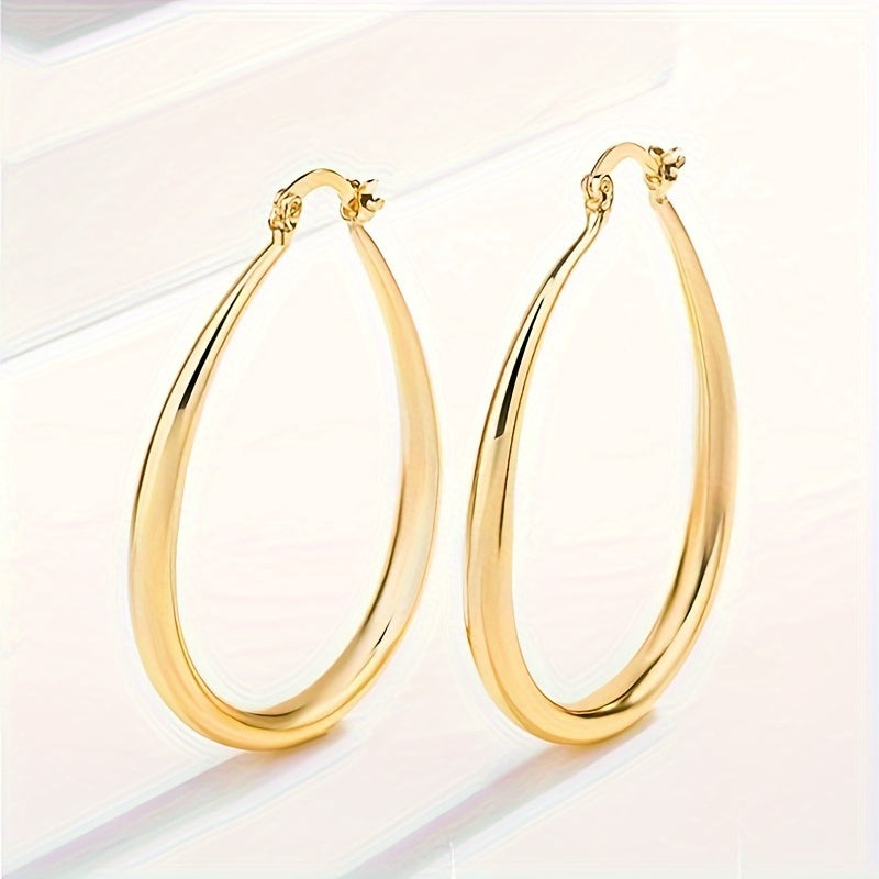Simple Golden Color Hoop Earrings - Elegant Jewelry Gift for Women
