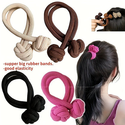 4pcs Solid Color Elastic Hair Ropes – Non-Slip Ponytail Holders for Women, Trendy Hair Styling Accessories for Daily Use