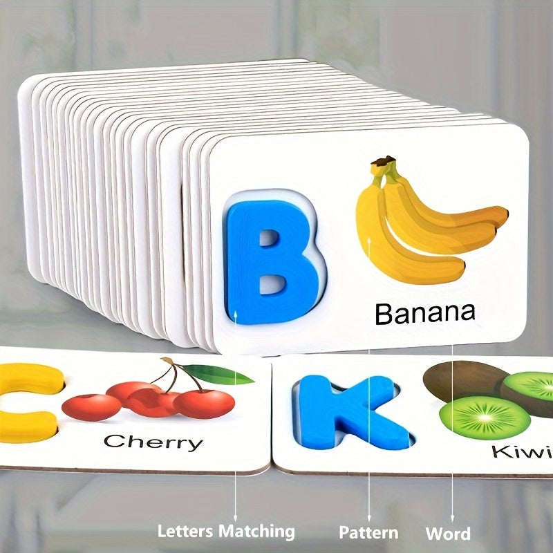 Wooden Alphabet Flashcards Set – Educational ABC Learning Toys for Toddlers, Puzzle Game for Preschool Activities, Ideal Halloween & Christmas Gift