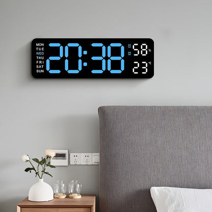 Luminous Large Screen LED Alarm Clock - Week, Temperature, Humidity, Timer Display - Modern Bedroom, Living Room, Office Decor
