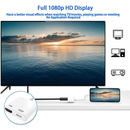 Phone to HDTV Digital AV Adapter - 1080P HDTV Sync Screen Converter for HDTV, Projector, Monitor - Digital Audio AV Converter for Phone