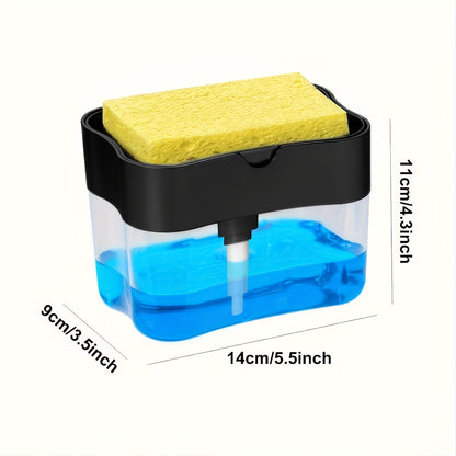 Dish Soap Dispenser and Sponge Holder - Metallic Silver, For Hotel Kitchen Sink, No Sponge Included, 0.37lb