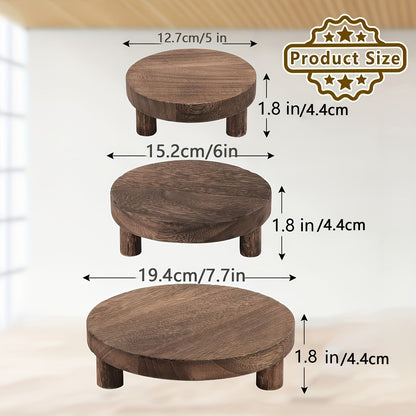 3PCS Wooden Display Risers – Cake Stands and Pedestal Stands for Christmas, Valentine's Day, New Year – Farmhouse Decor and Organizer for Home, Kitchen, Room