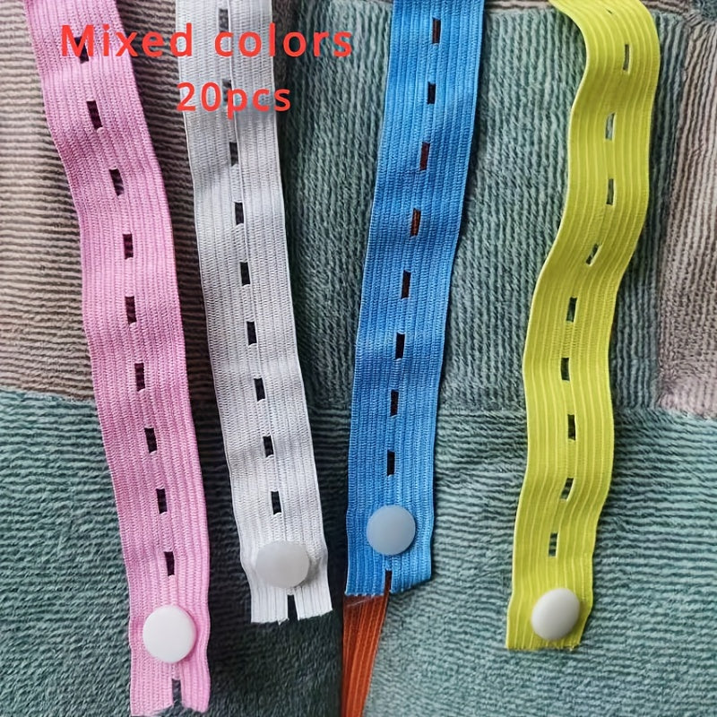 20pcs Elastic Storage Bands – Adjustable, Stretchable Buckle for Travel, Clothing, Drawers & Wardrobe Sorting, Space Saving