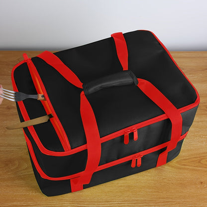 Insulated Double Casserole Carrier Lunch Bag - Fits 9x13 & 11x15 Inch Dishes for Hot or Cold Food - Perfect for School, College, and Kitchen Organization