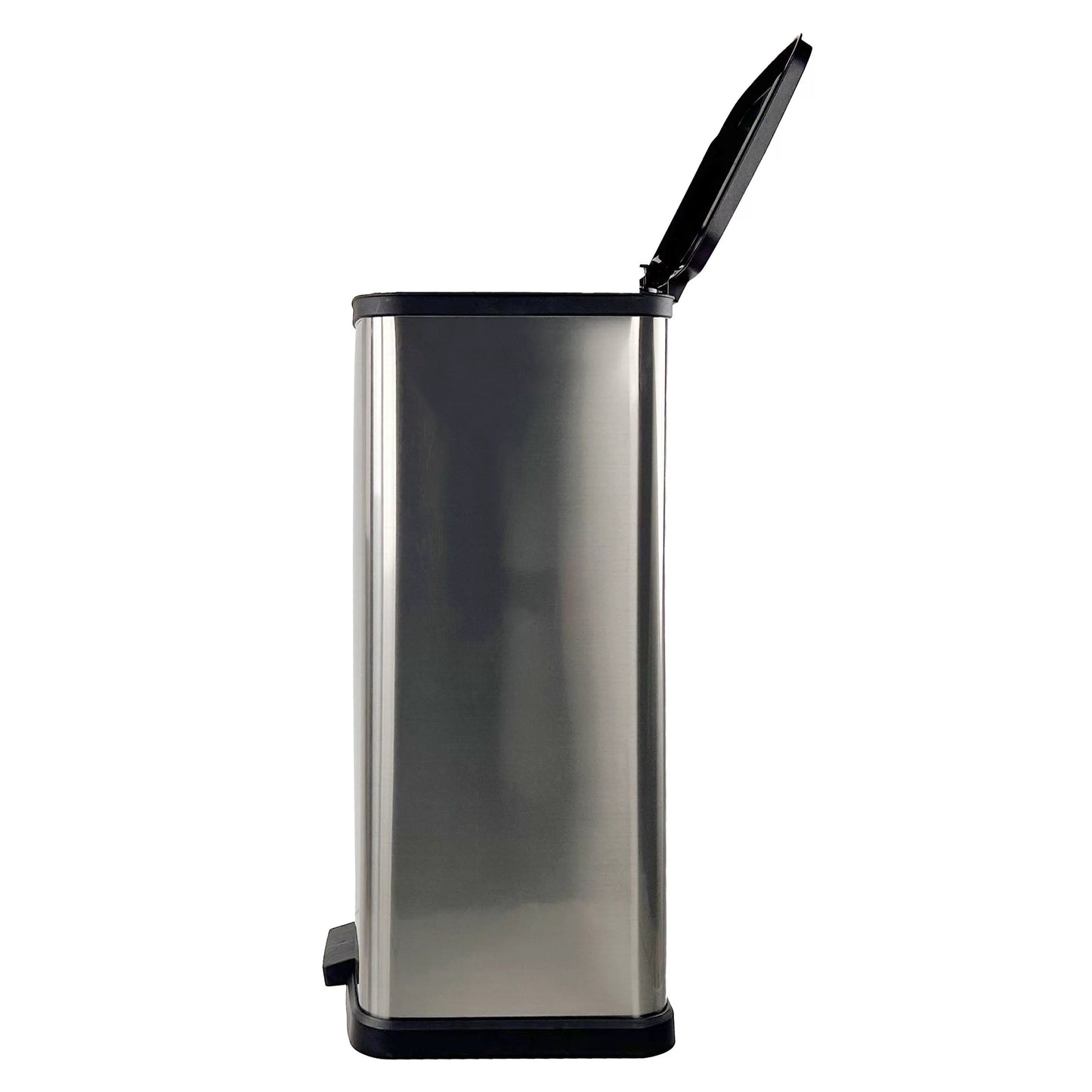 13.2 Gallon Plastic Rectangular Step Trash Can – Silver Kitchen Waste Bin