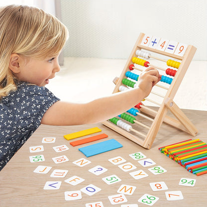 QQM Wooden Math Learning Toy, Multifunctional Educational Calculation Stand, Fun & Engaging Math Tool for Kids
