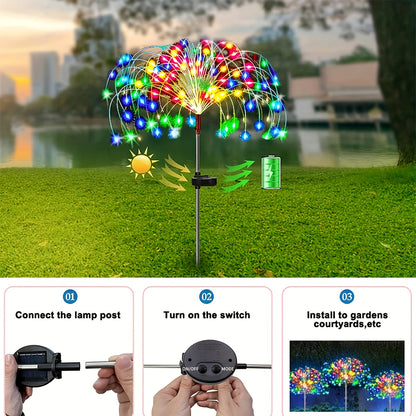 Solar Firework Lights – Height Adjustable, 8 Lighting Modes, IP65 Waterproof – 420/360/200/60 LEDs for Outdoor Yard, Courtyards, Camping, Festivals