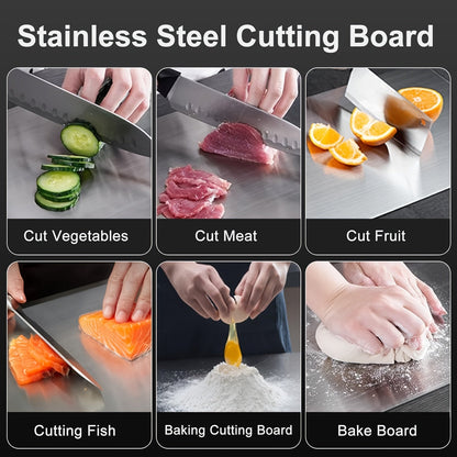 Premium Stainless Steel Cutting Board - Double-Sided, Food-Grade, Preserves Flavors and Easy to Clean