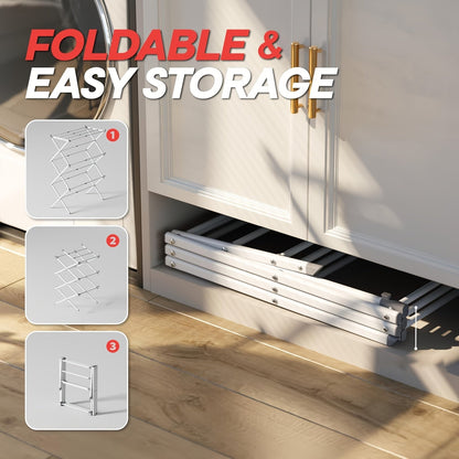 Foldable Expandable Metal Clothes Drying Rack – Collapsible Indoor/Outdoor Laundry Rack for Clothes, Towels, and More