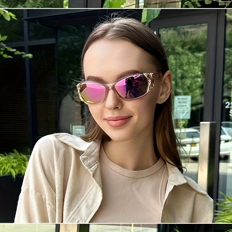 Y2K Polarized Butterfly Sunglasses for Women - Vintage Wrap-Around Sun Shades for Driving & Beach Parties