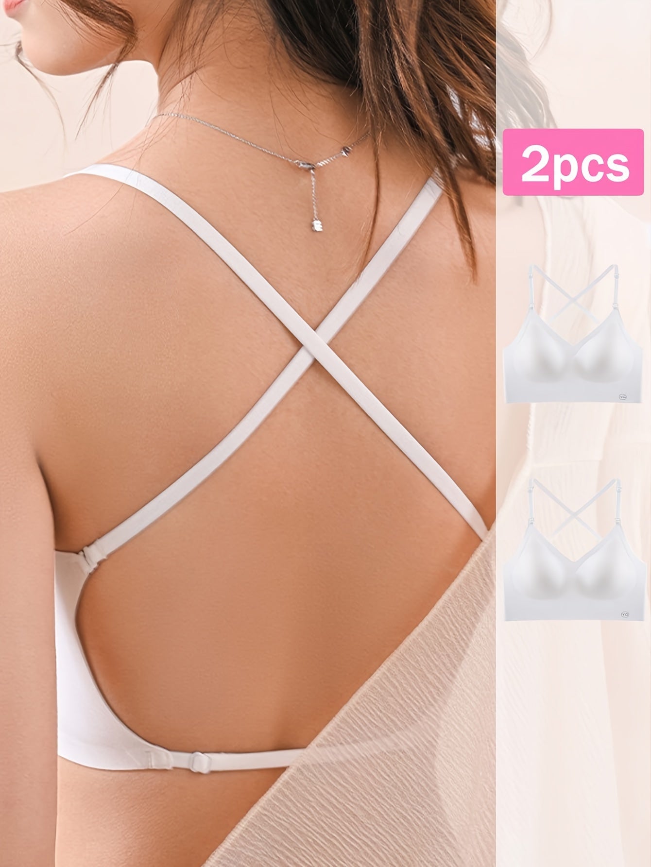 2pcs Seamless U-Backless Sports Bra Set - Breathable, Comfortable Crop Top with Adjustable Straps for Yoga and Fitness