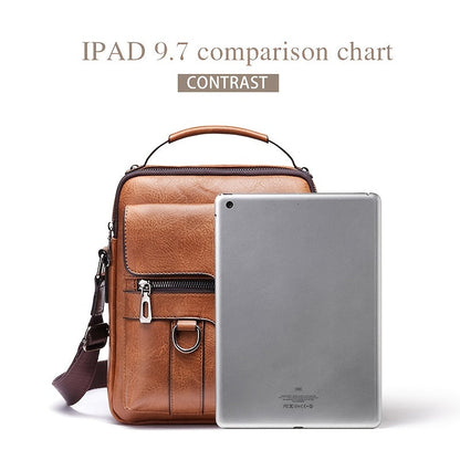 Vintage Genuine Leather Crossbody Bag for Men - Classic Business Shoulder Bag Design