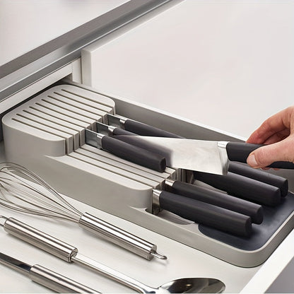 Kitchen Drawer Organizer Tray – Holds 9 Knives, Knife Block, Holder, and Storage Box, Drawer Organizer Insert