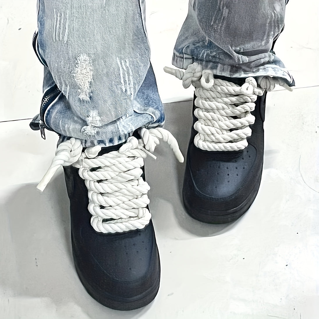 2 Pairs Thick Cotton Knit Shoelaces – Casual Solid Color, Lightweight & Durable for Sneakers & Canvas Shoes, Unisex, Easy to Clean