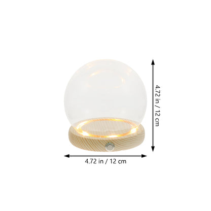 Handmade Glass Display Dome – Clear Plant Pots with LED Lights, Glowing Eternal Preserved Flowers Decor