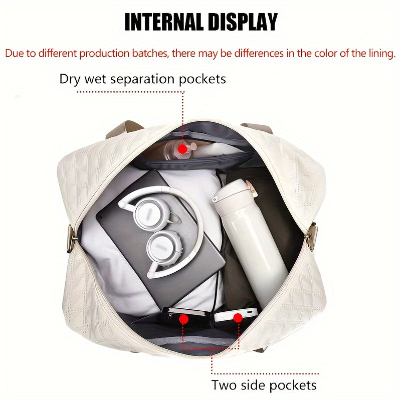 Luxury Large Capacity Duffel Bag – Versatile Shoulder & Crossbody Tote with Dry-Wet Separation Pockets and Dual Side Pockets for Travel & Gym