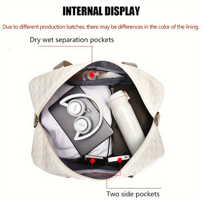 Luxury Large Capacity Duffel Bag – Versatile Shoulder & Crossbody Tote with Dry-Wet Separation Pockets and Dual Side Pockets for Travel & Gym