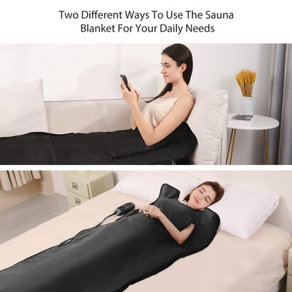Portable Far Infrared Sauna Blanket - Home Sauna Accessory for Detox and Relaxation, 20-60 Minute Timer, 6ft x 2.6ft Size, Remote Control
